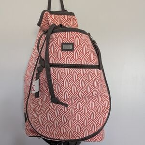 Ame & Lulu Red and White Patterned Tennis Bag Backpack